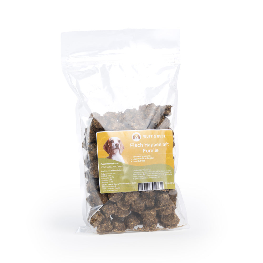 Fisch Happen mit Forelle - Belohnung für Hunde (250g)