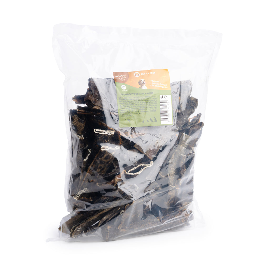 Getrocknete Wolfsbarschhaut für Hunde (70g oder 1.000g)