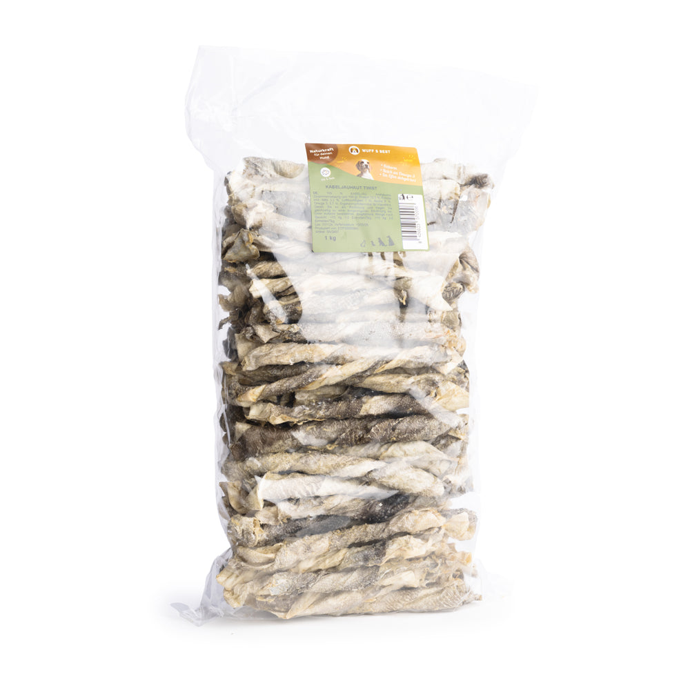 Fischhaut Twister für Hunde (70g oder 1.000g)