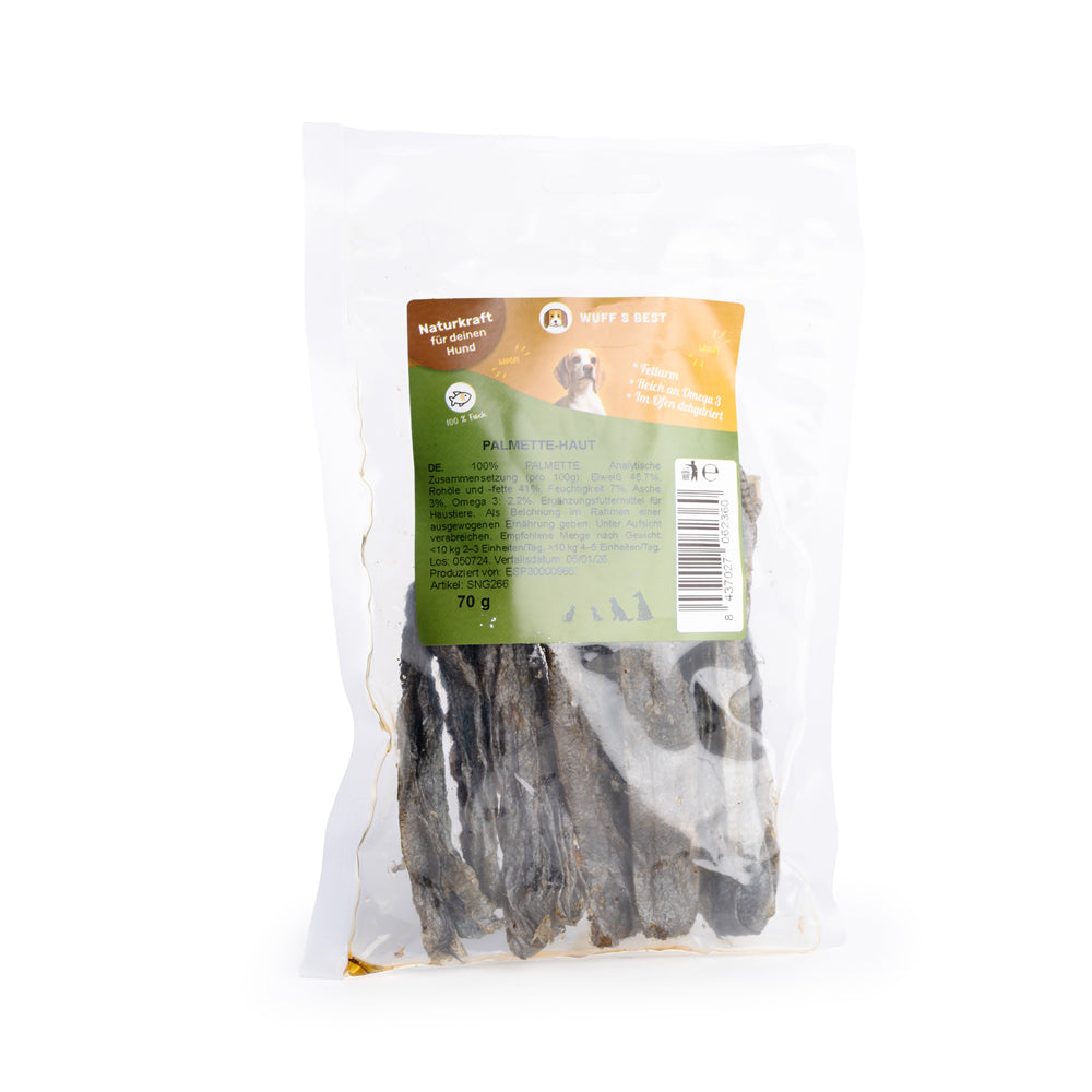 Getrocknete Heilbutthaut für Hunde (70g oder 1.000g)