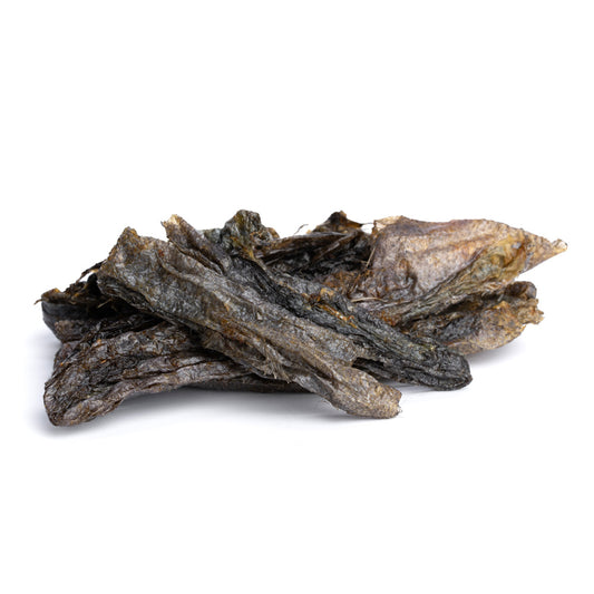 Getrocknete Heilbutthaut für Hunde (70g oder 1.000g)