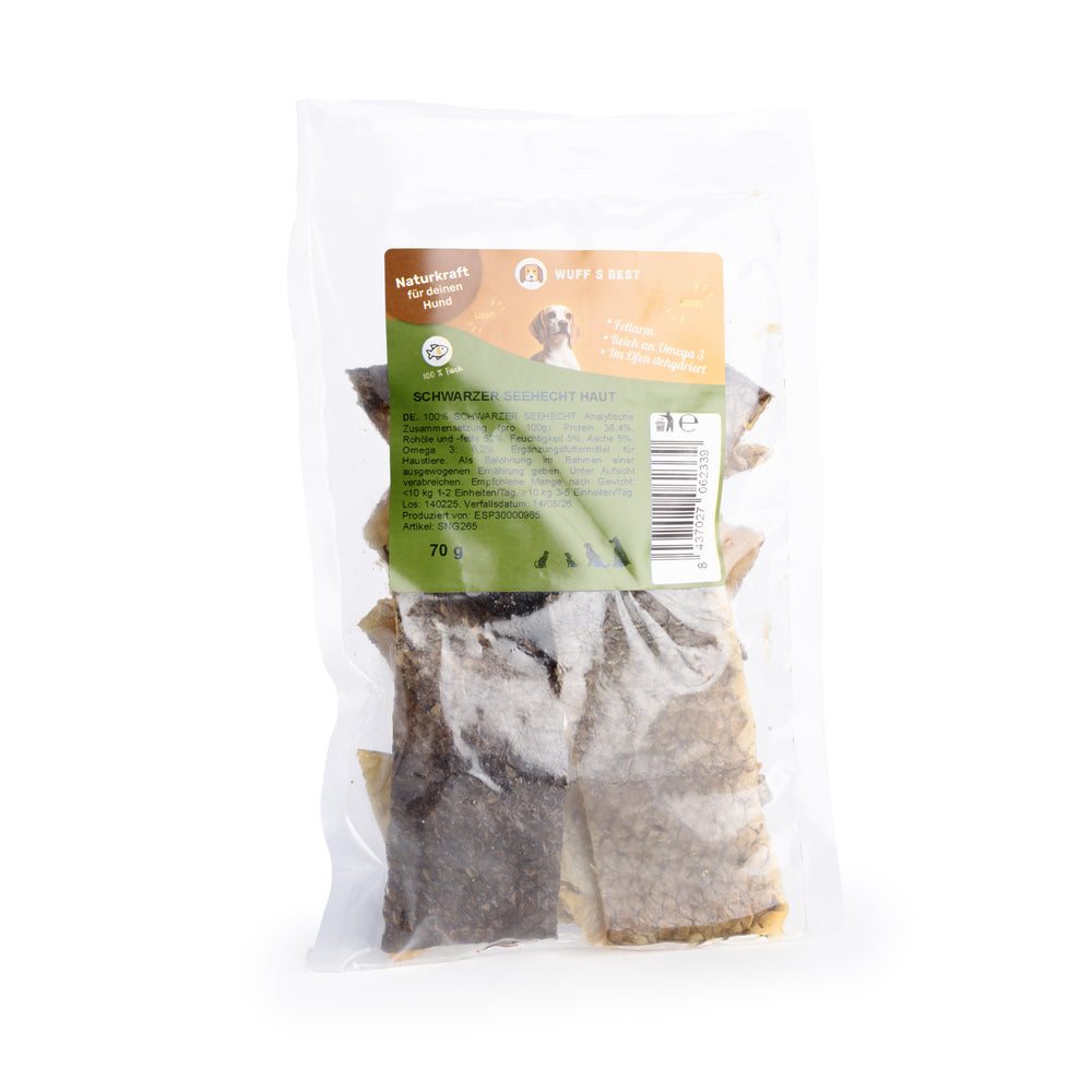 Getrocknete Seehechthaut für Hunde (70g oder 1.000g)